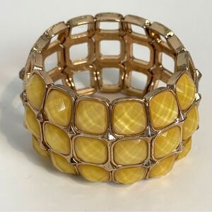 Chico’s Yellow Faceted Gemstone Elastic Bangle Bracelet